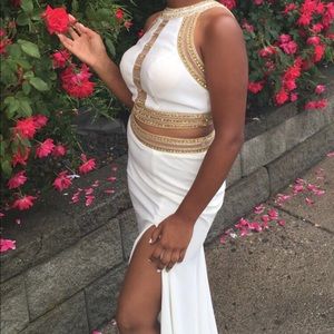 White and Gold prom dress
